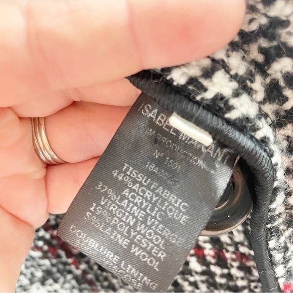 Isabel Marant Etoile Ebra Double Breasted Plaid Coat Black Red FR 42 Extra Large - Picture 8 of 9